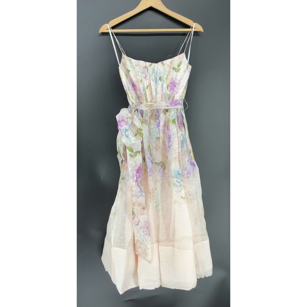 Zimmermann Hydrangea Floral Bow Maxi Dress